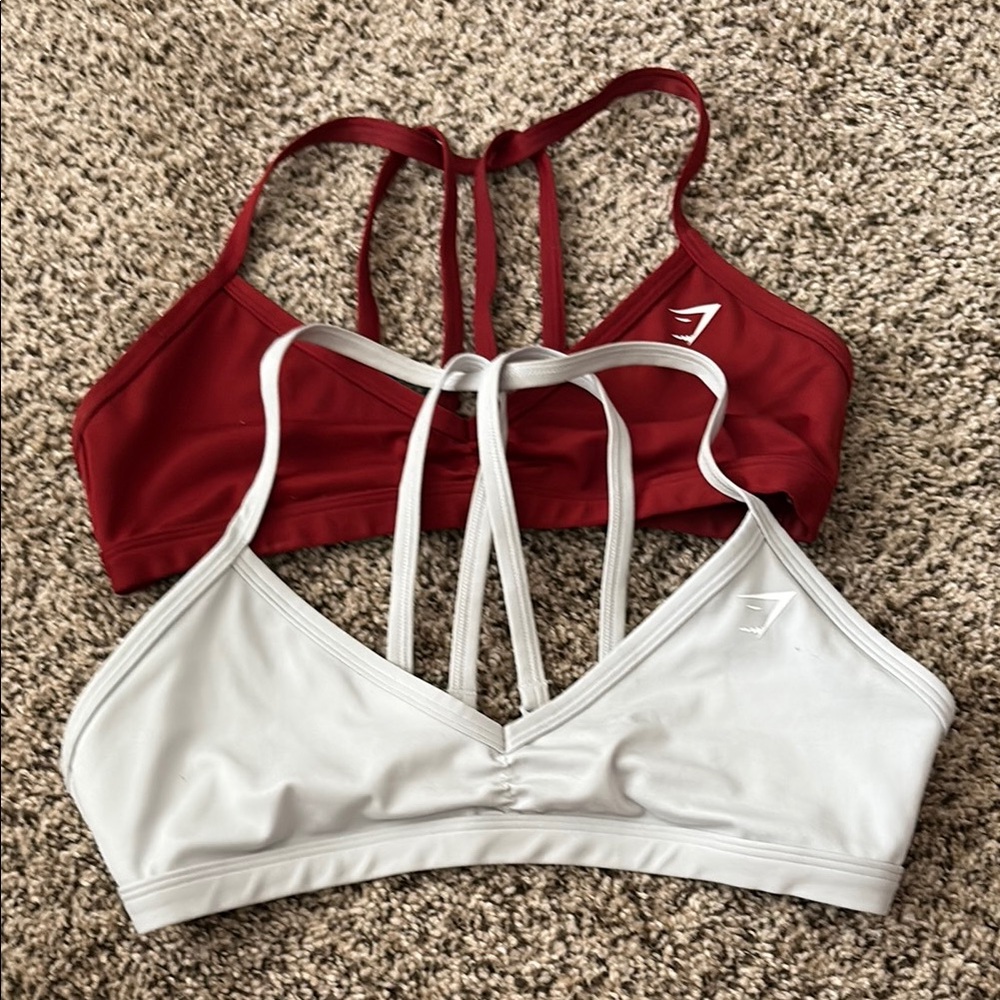 Gymshark Red and White Strappy Sports Bras